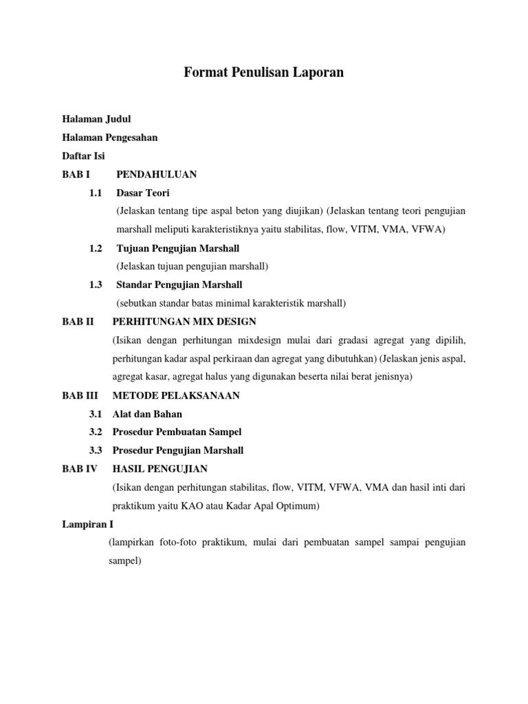 Format Penulisan Laporan | PDF