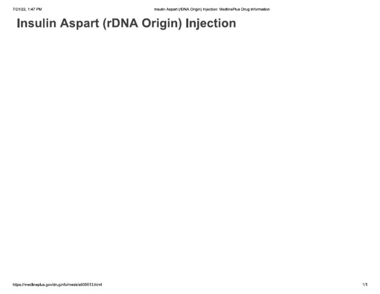 Insulin Aspart (RDNA Origin) Injection PDF