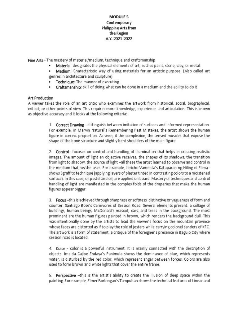 Cpar module 5 finals pdf paintings sculpture