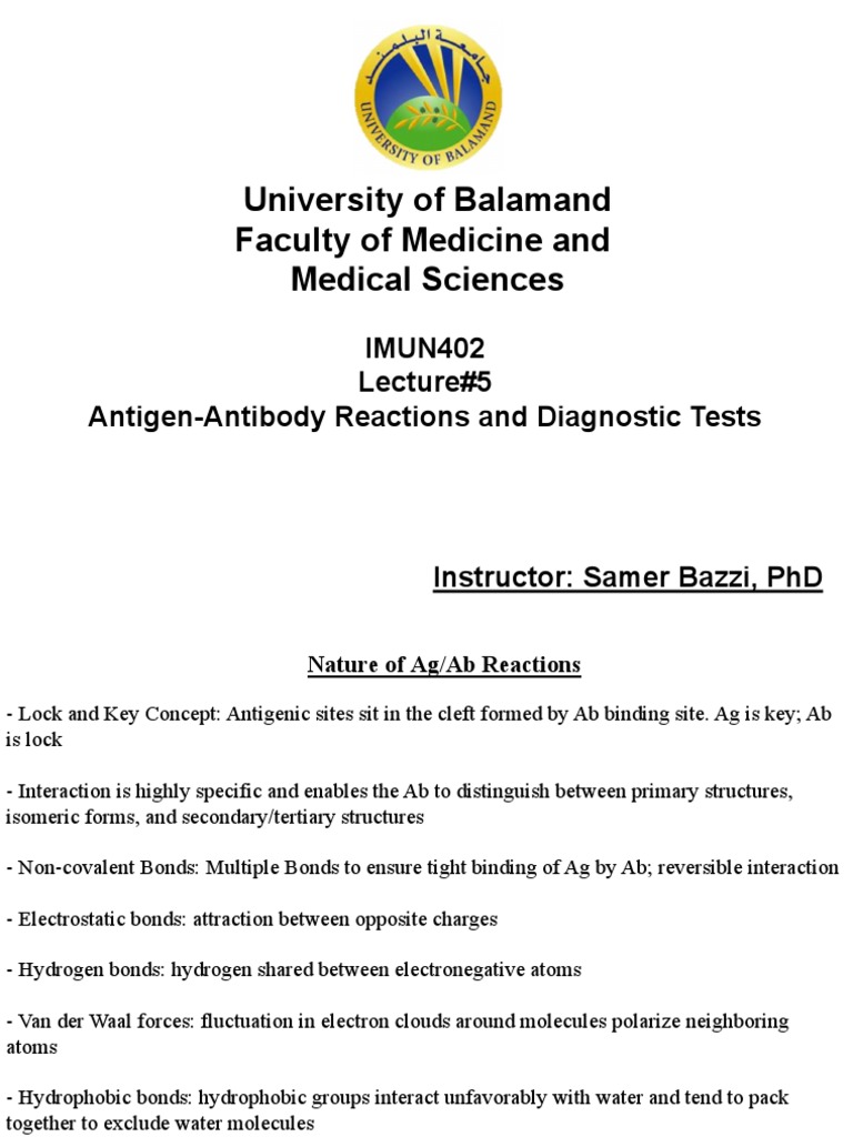 Lecture 5 - Antigen-Antibody Reaction &amp; Diagnostic Tests | Download ...