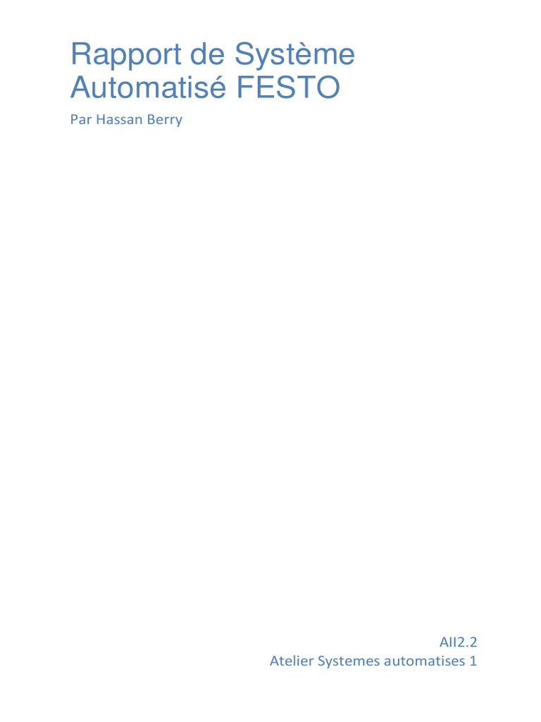 DOSSIER TECHNIQUE. Système Automatisé FESTO - 1 - PDF Téléchargement ...