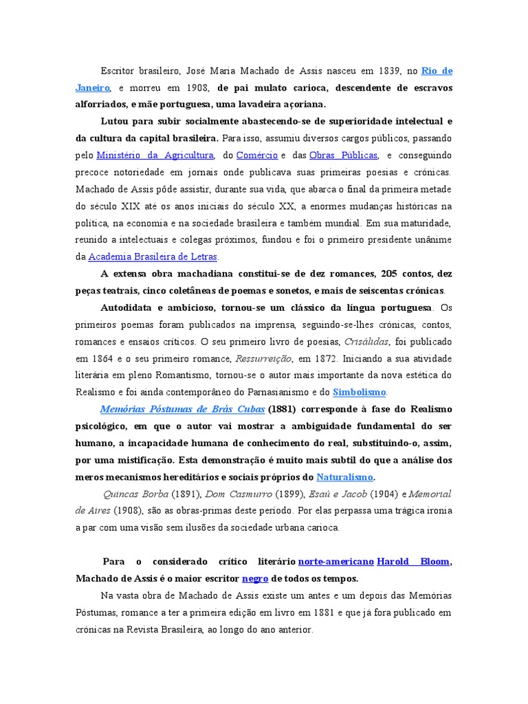 Resumo de Brás Cubas PDF