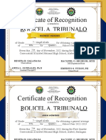 Certificate of Recognition Quarter 1