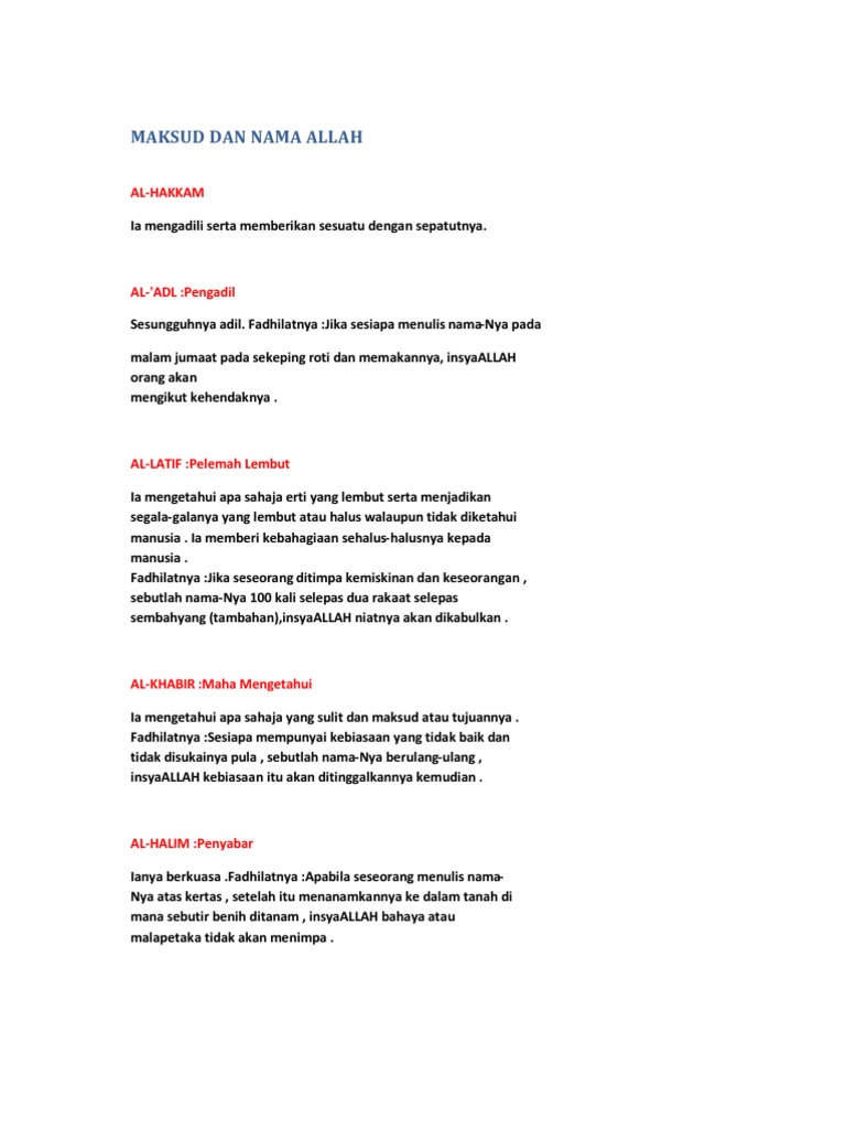 Maksud Dan Nama Allah  PDF