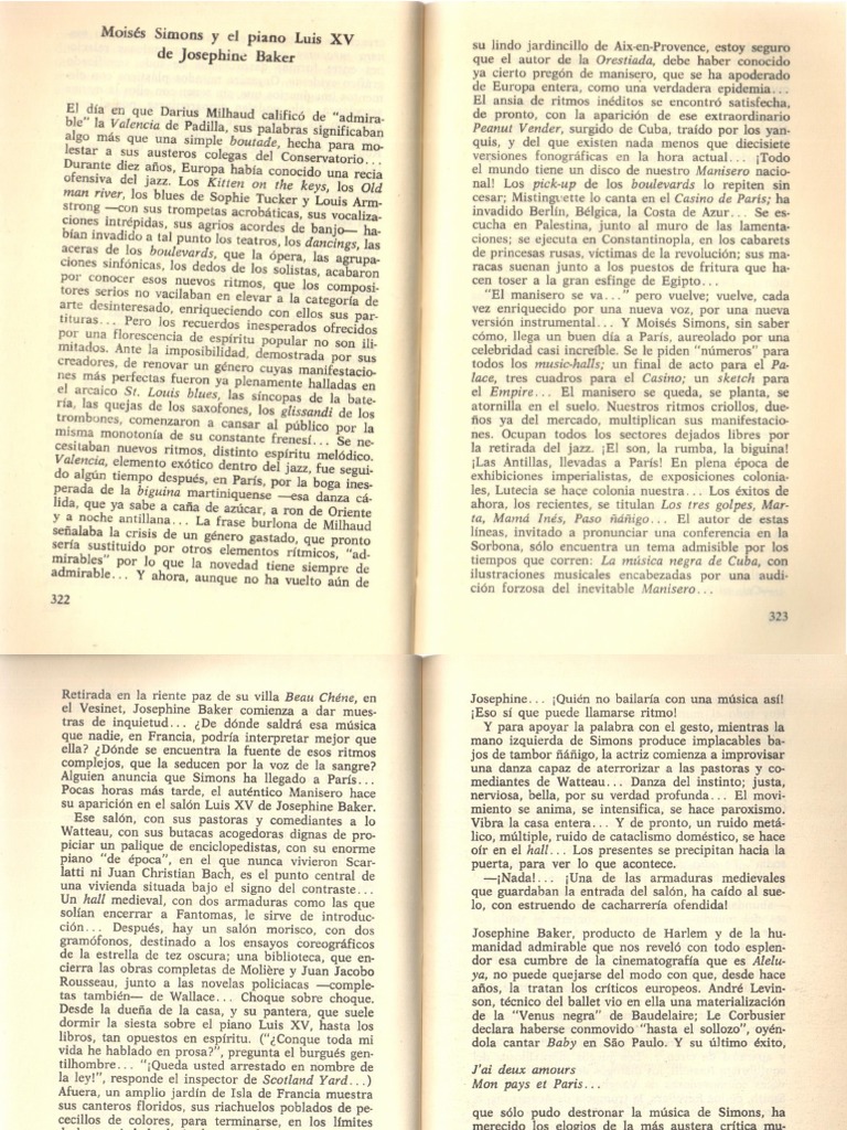Moisés Simons y El Piano Luis XV de Josephine Baker, Alejo Carpentier | PDF