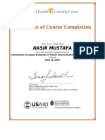 Certificate of Course Completion: Nasir Mustafa