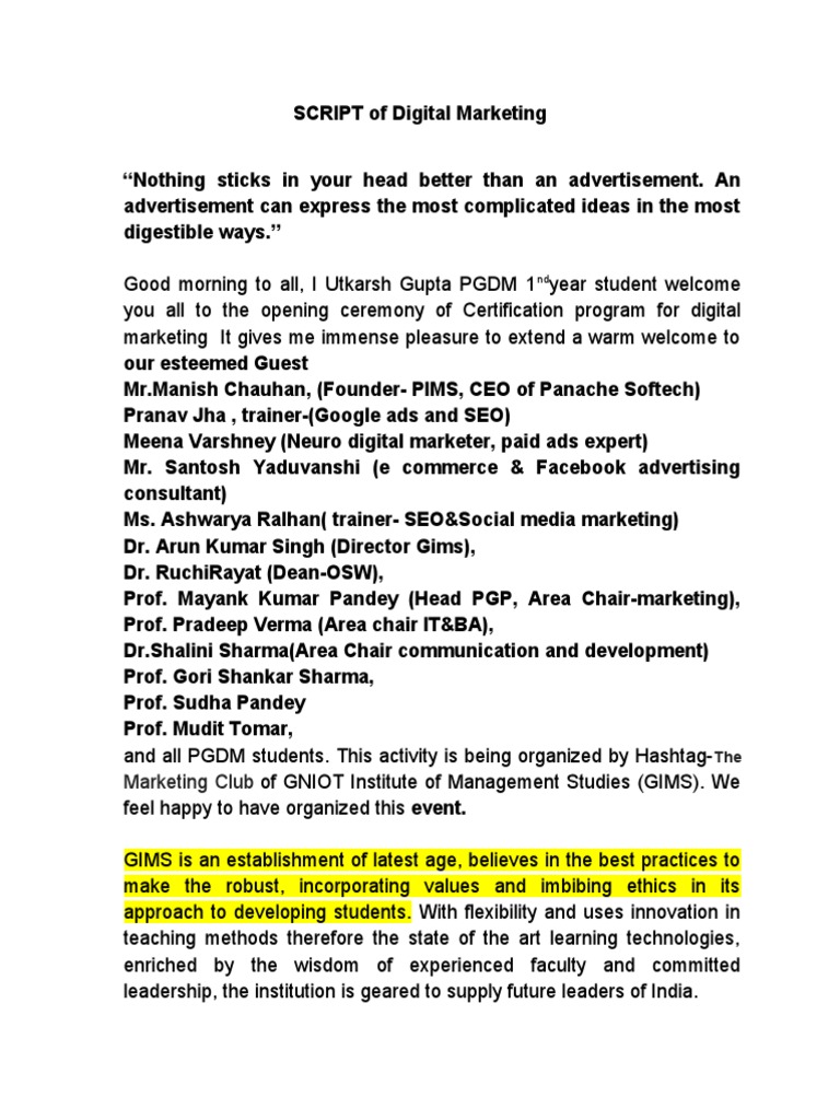 Digital Marketing Certification Ceremony | PDF