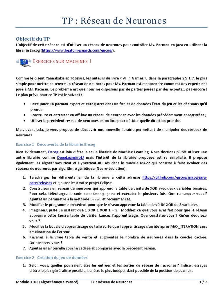 TP Ann | PDF | Réseau de neurones artificiels | Apprentissage automatique