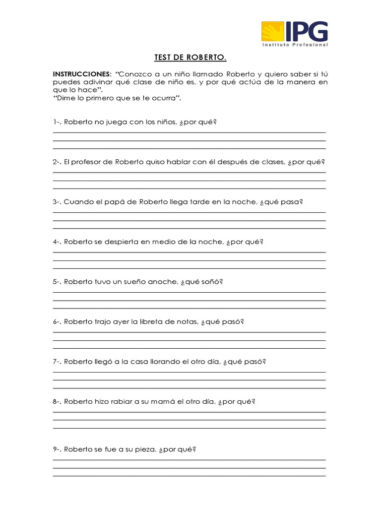 Test de Roberto - Rosita | PDF