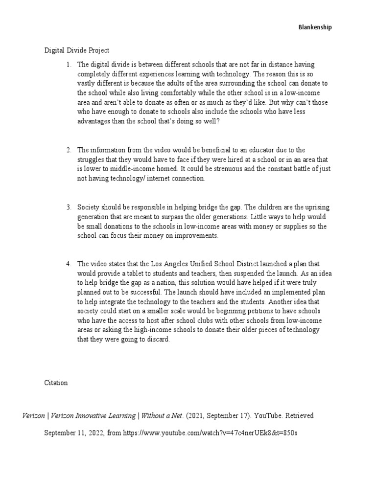 Digital Divide Project PDF