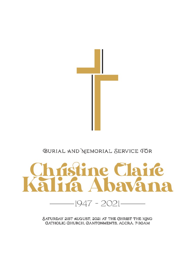 Example Christine Funeral Brochure PDF Mass (Liturgy) Christian Worship And Liturgy