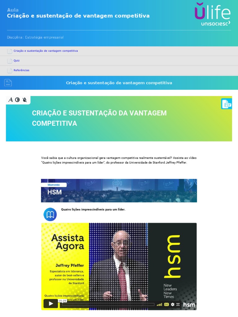 Criação e Sustentação de Vantagem Competitiva | PDF | Vantagem ...