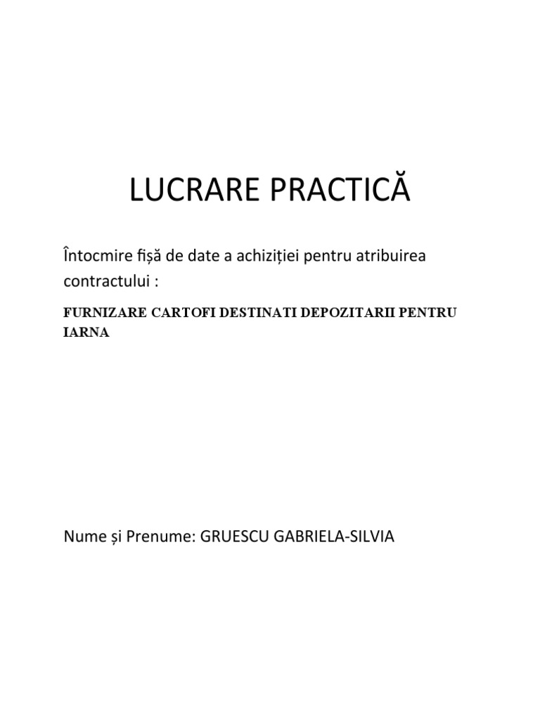 Lucrare Practica Autoritati Contractante | PDF