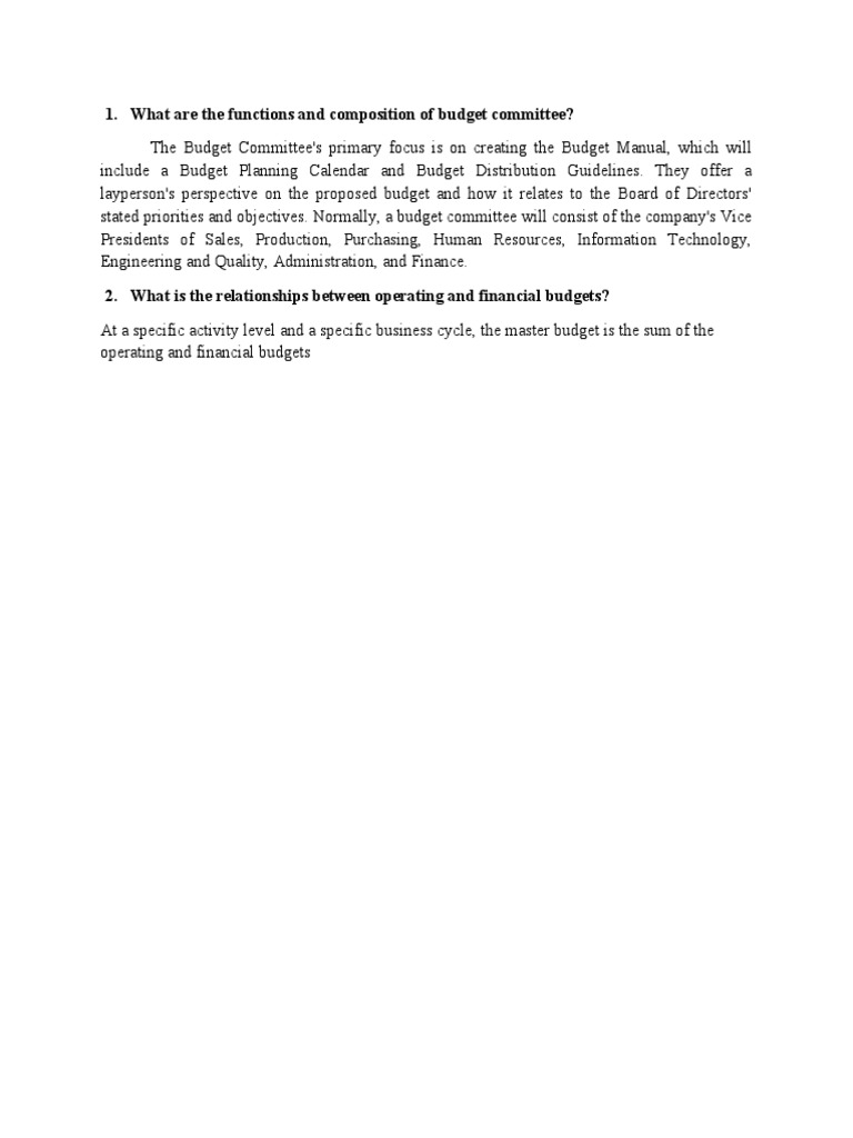 Functions and Composition of Budget Committee | PDF