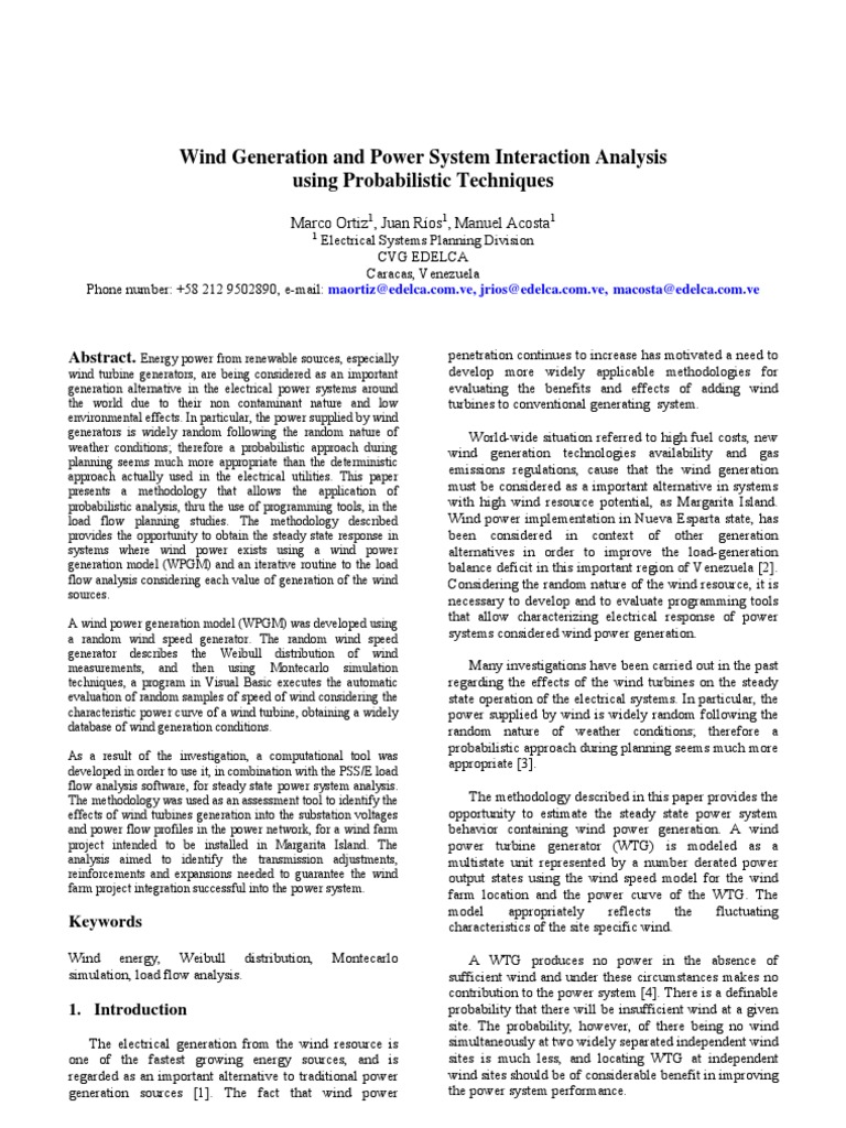 Wind Generation and Power System Interaction Analysis | PDF