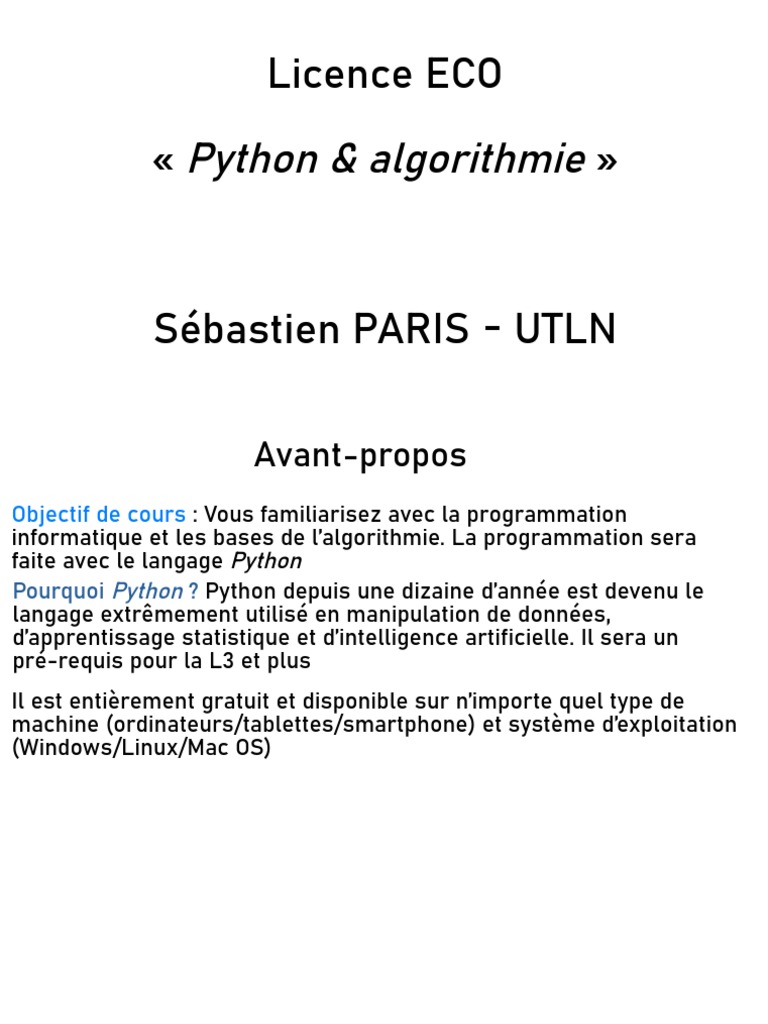 Introduction à Python et Anaconda | PDF | Structure de contrôle ...