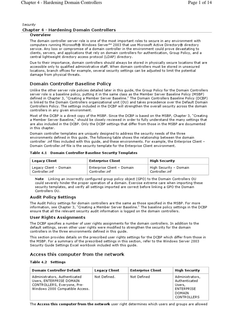 Hardening Domain Controllers | PDF | Domain Name System | Active Directory