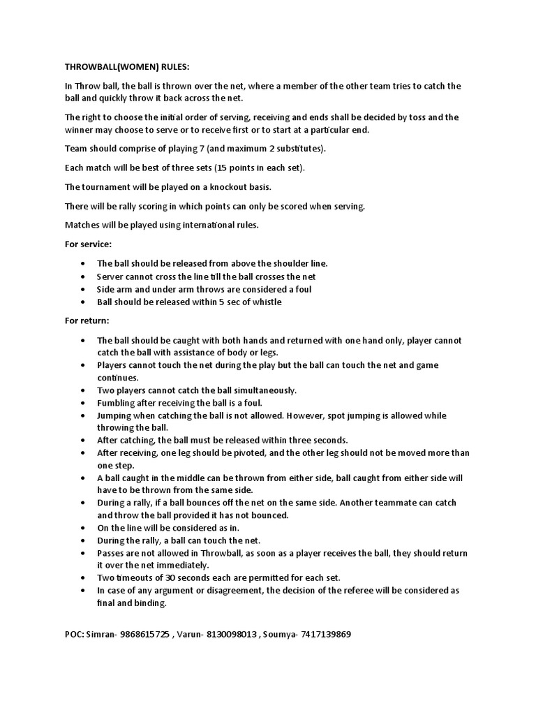 THROWBALL Rules PDF