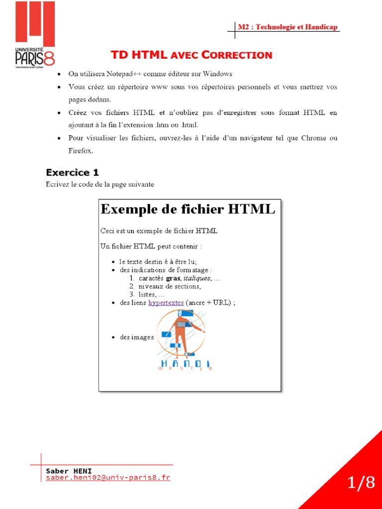 TD HTML Avec Correction | PDF