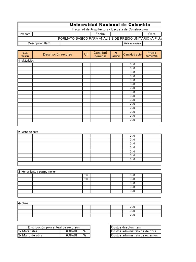 Formato APU | Descargar gratis PDF | Economias
