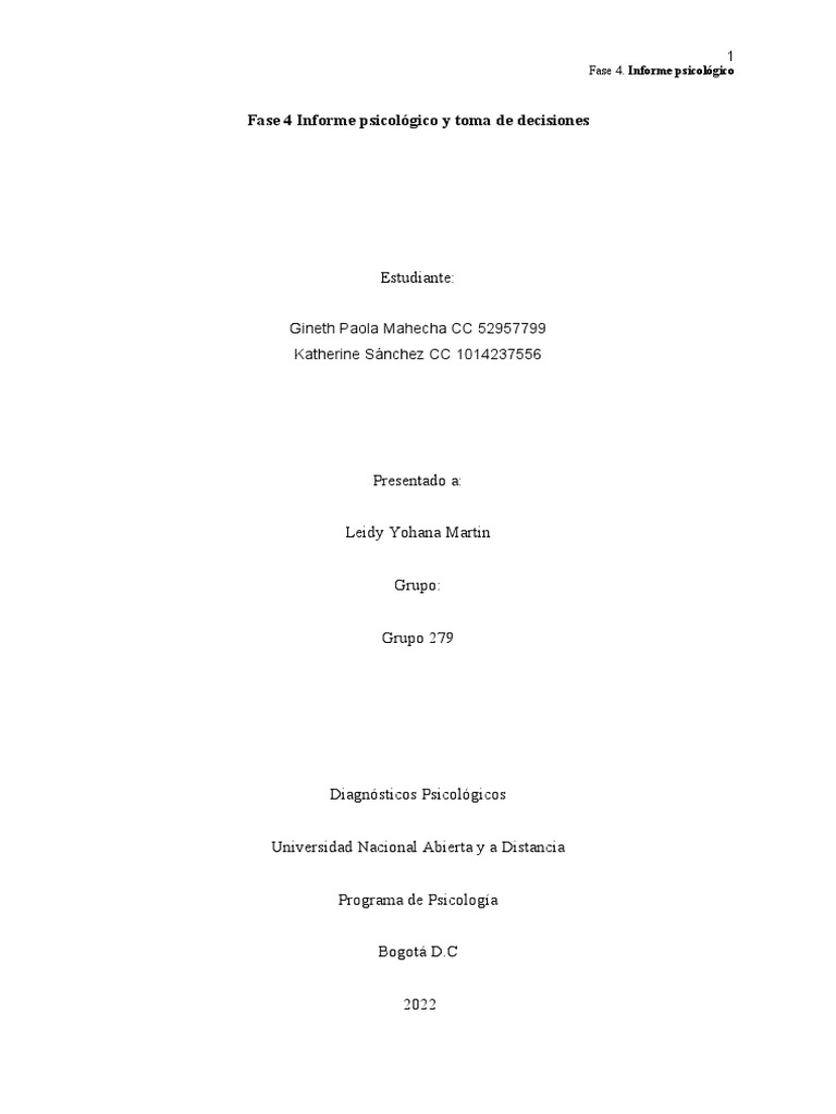 Informe Psicológico y Toma de Decisiones | PDF | Sicología | Las emociones
