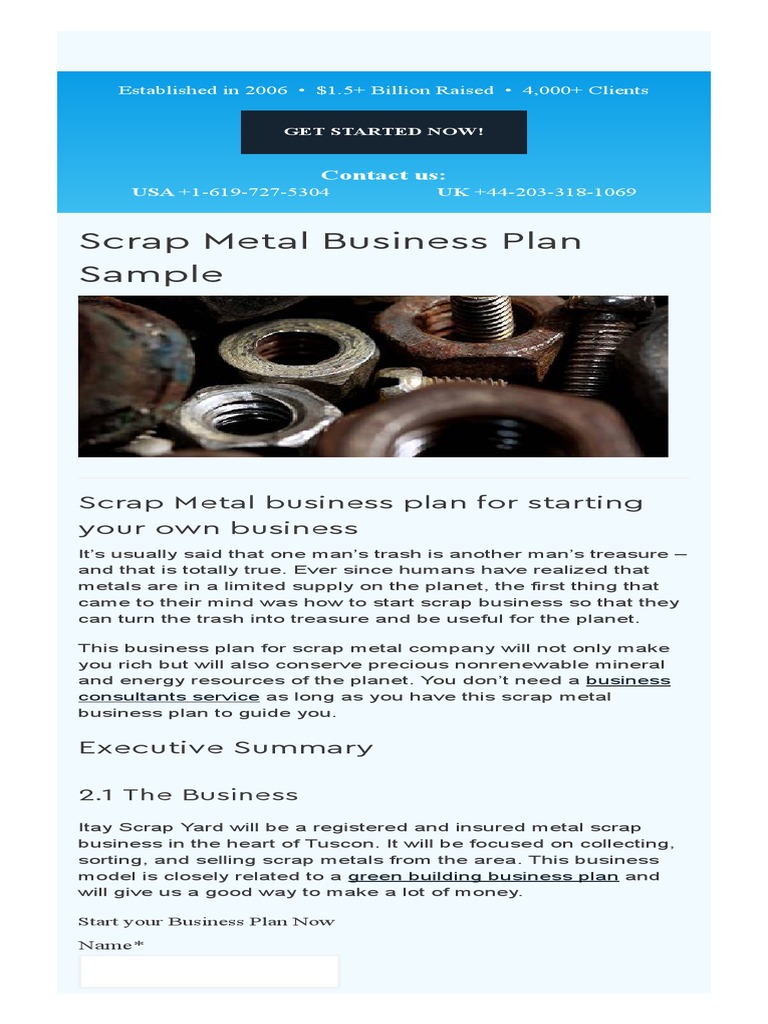 scrap metal business plan pdf