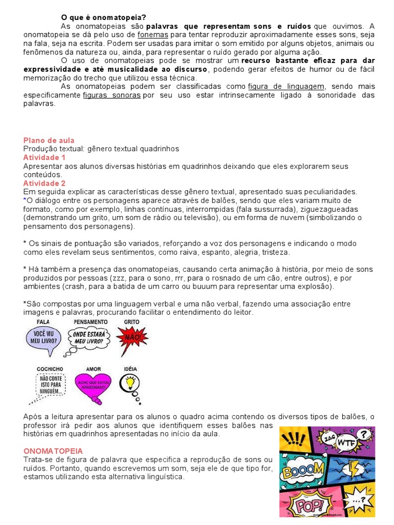 O Que É Onomatopeia | PDF | Som | Cognição