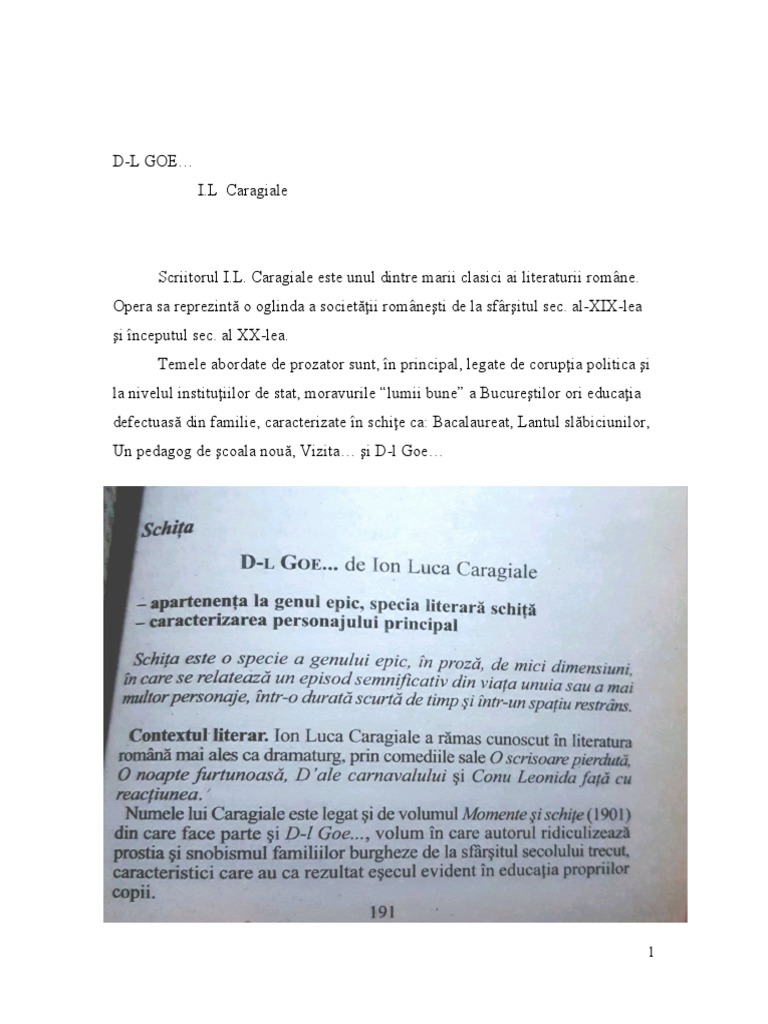 Schita D.L Goe - Caragiale | PDF