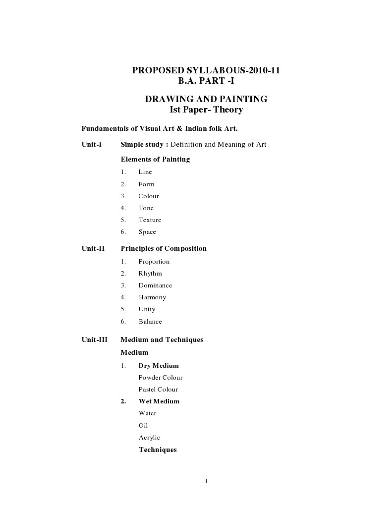 B.A. Drawing and Painting Syllabus | PDF | Drawing | Communication Design