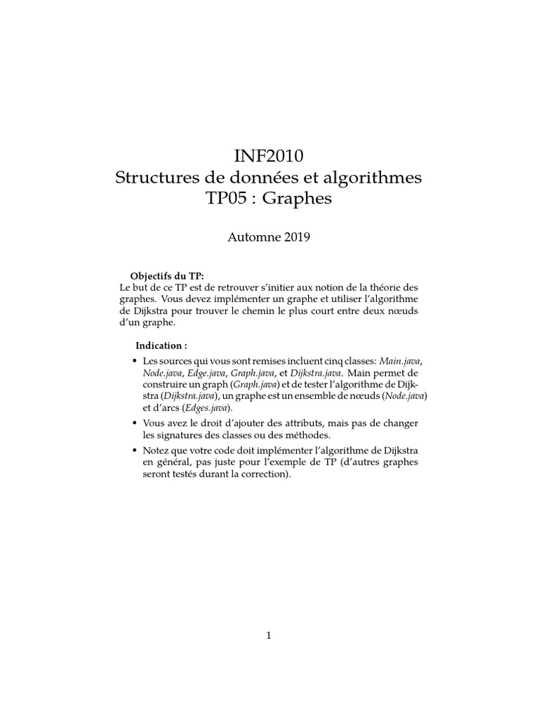 TP05 : Algorithme de Dijkstra en Java | PDF | Mathématiques | Informatique