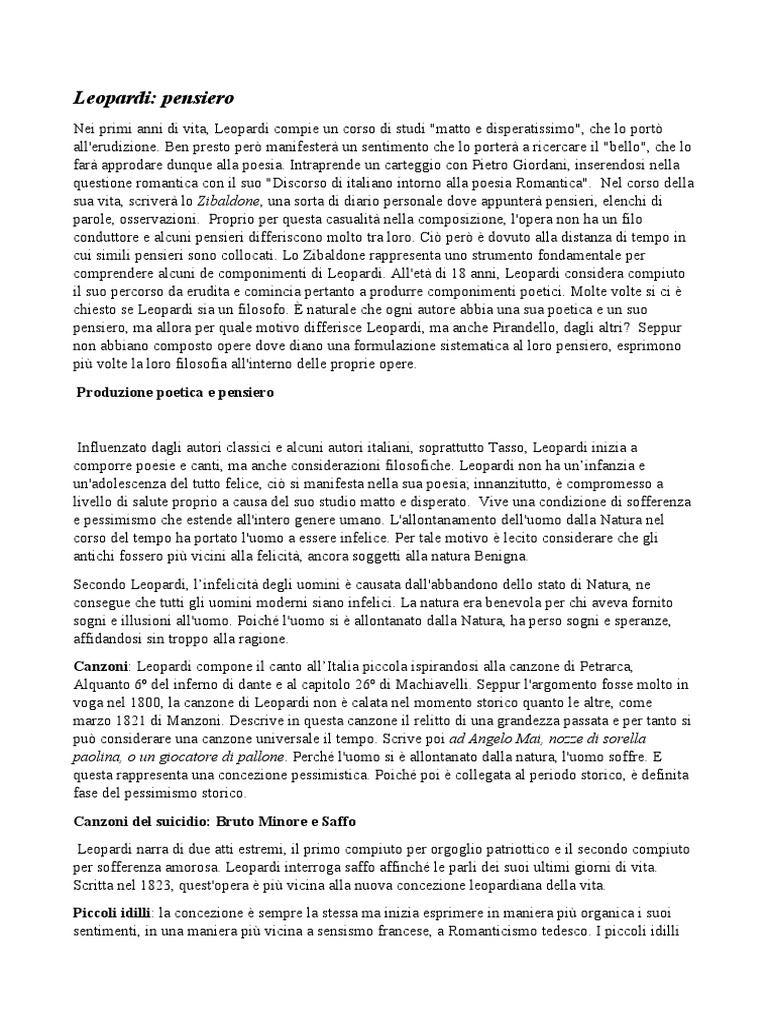Pensiero Di Leopardi | PDF