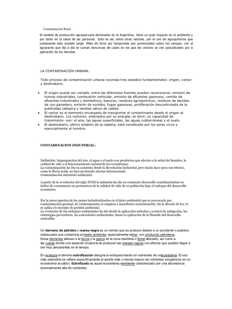 Contaminación Rural | PDF | Contaminación | La contaminación del agua