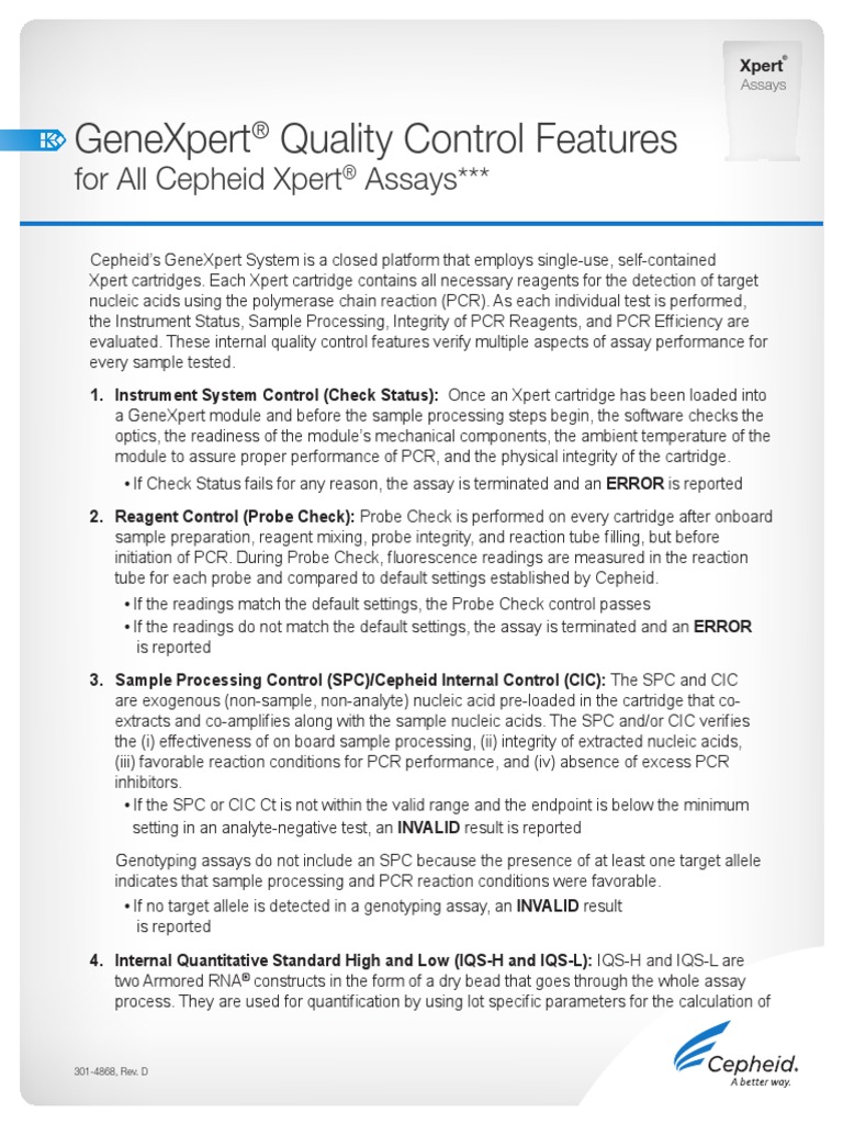 301-4868, Rev. D Xpert Test Quality Control Flyer | PDF | Polymerase ...