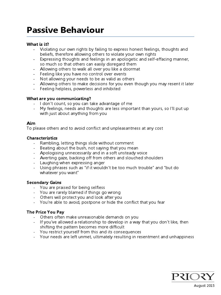 Passive Behaviour Handout | PDF