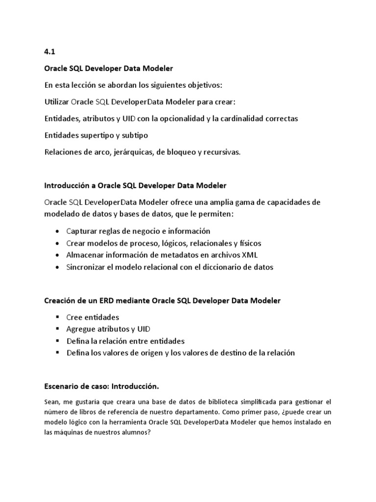 Modelado de Datos con Oracle SQL Developer | PDF | Base de datos ...