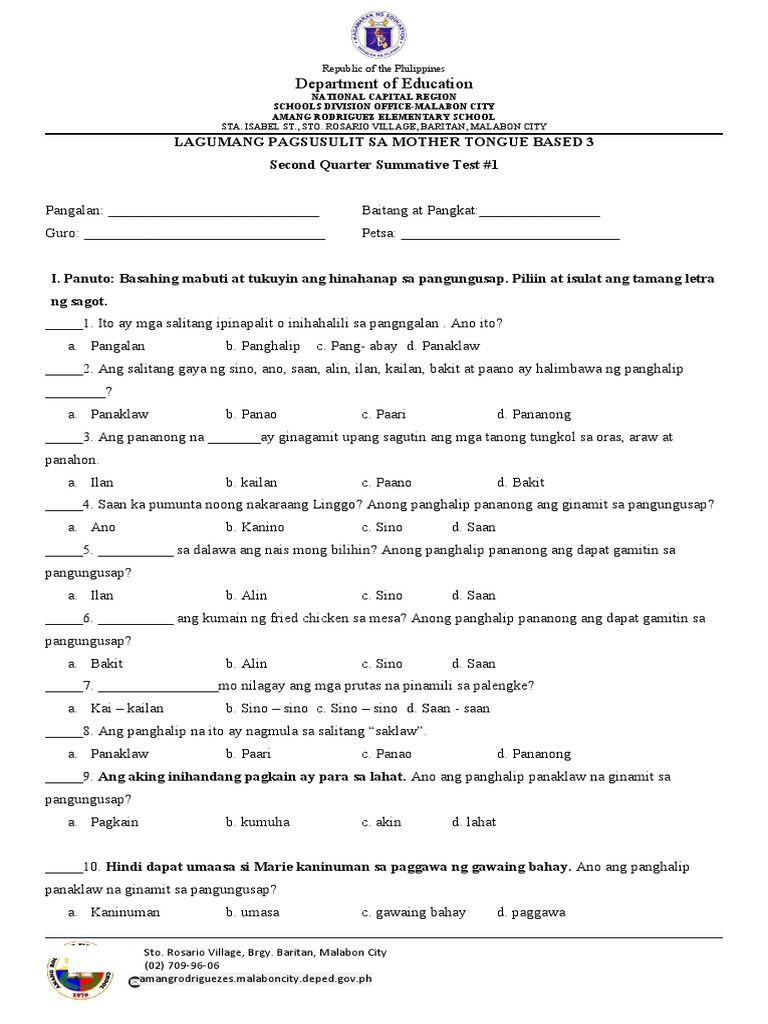 Q2 Summative-Test MTB3 1 | PDF