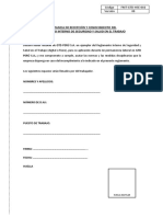 FMT-GTD-HSE-002 Constancia de Recepción y Conocimiento Del Reglamento Interno de Seguridad y Salud en El Trabajo