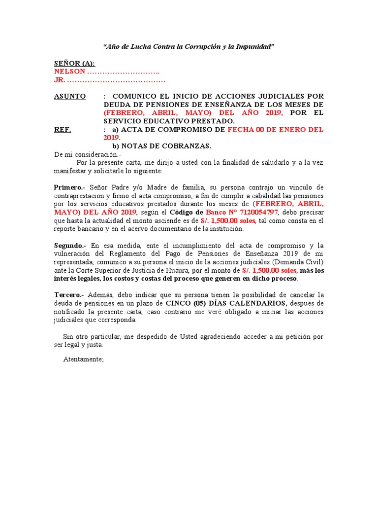 Carta Solicitando Pago - Sil | PDF