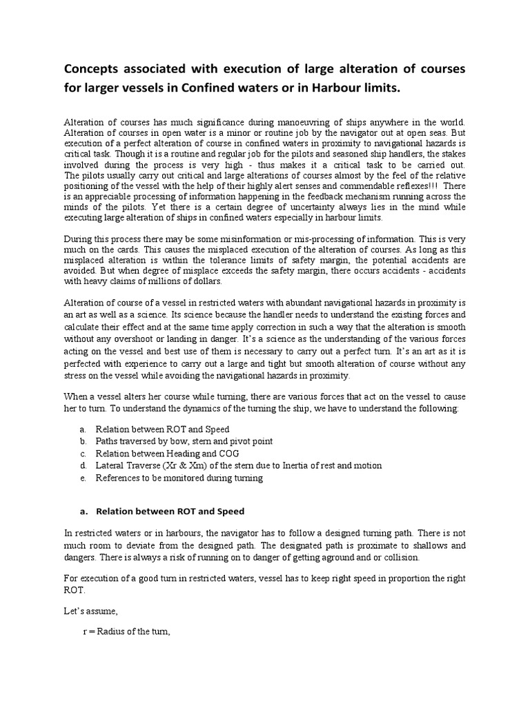Course Alteration in Confined Waters | PDF | Ships | Force