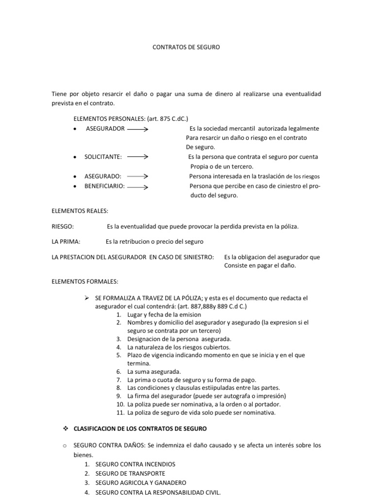 Contratos de Seguro | PDF | Finanzas y dinero