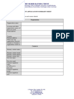 Grant Application Summary Sheet