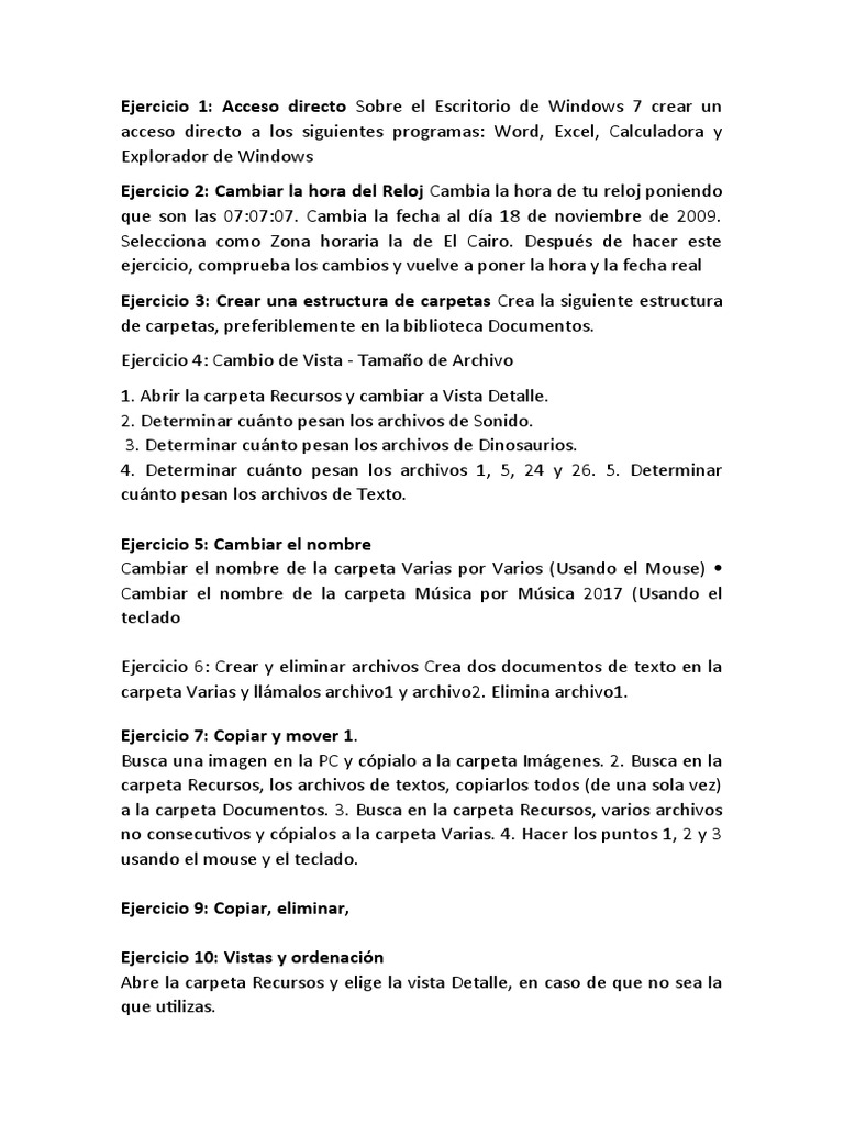 Ejercicios Prácticos de Windows 7 | PDF | Archivo de computadora ...