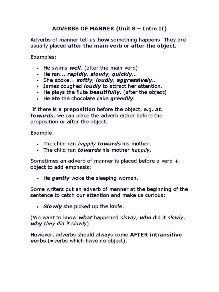 Understanding Adverbs of Manner | PDF