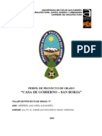 Perfil de Proyecto de Grado Casa de Gobierno San Borja