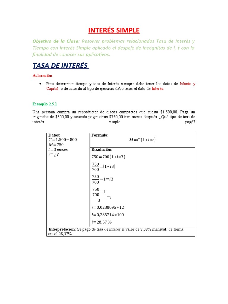 Conversión de Tasa de Interés Simple | PDF | Tasas de interés | Bancos