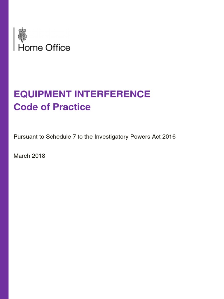 Equipment Interference Code of Practice PDF Surveillance Police