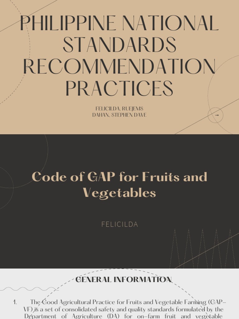 Philippine national standards recommended practices felicilda and