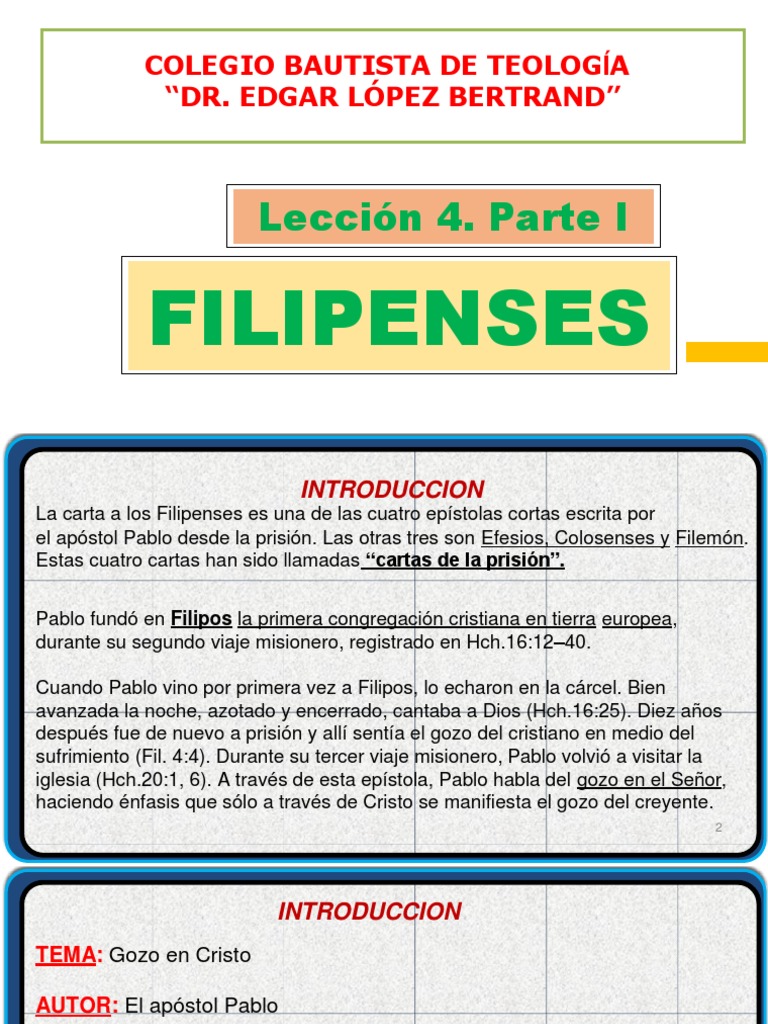 Clase 4. Estudio de La Epístola A Los Filipenses. Parte I | PDF | Pablo ...