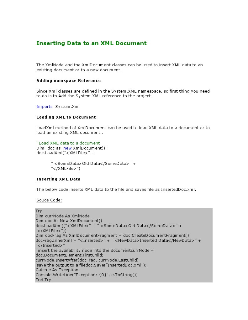 Inserting Data To An XML Document | PDF