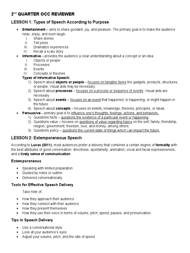 2nd QUARTER OCC REVIEWER GR 11 | PDF | Idea | Concept